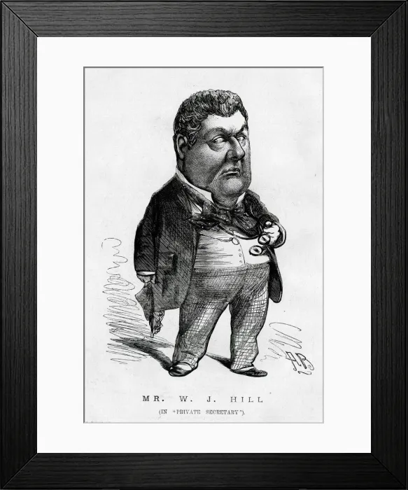 Framed Print : Cartoon, W J Hill as Mr Cattermole in Private Secretary Framed Print : Cartoon, W J Hill as Mr Cattermole in Private Secretary