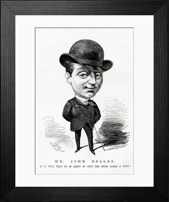 Framed Print : Cartoon portrait, Mr John Dallas, actor Framed Print : Cartoon portrait, Mr John Dallas, actor