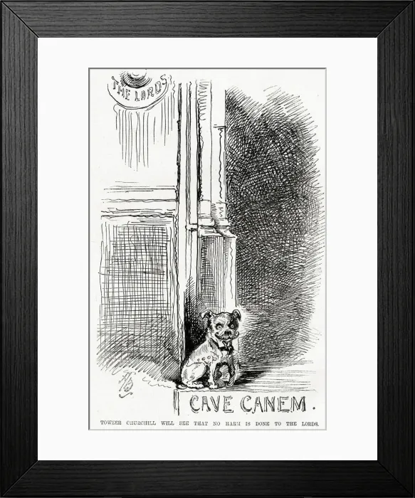 Framed Print : Cartoon, Randolph Churchill, Cave Canem Framed Print : Cartoon, Randolph Churchill, Cave Canem