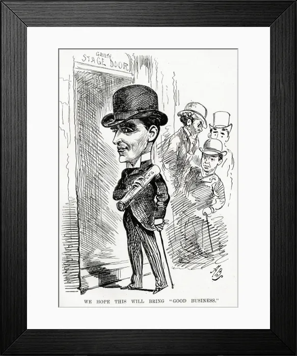 Framed Print : Cartoon, outside the Gaiety Theatre, London Framed Print : Cartoon, outside the Gaiety Theatre, London