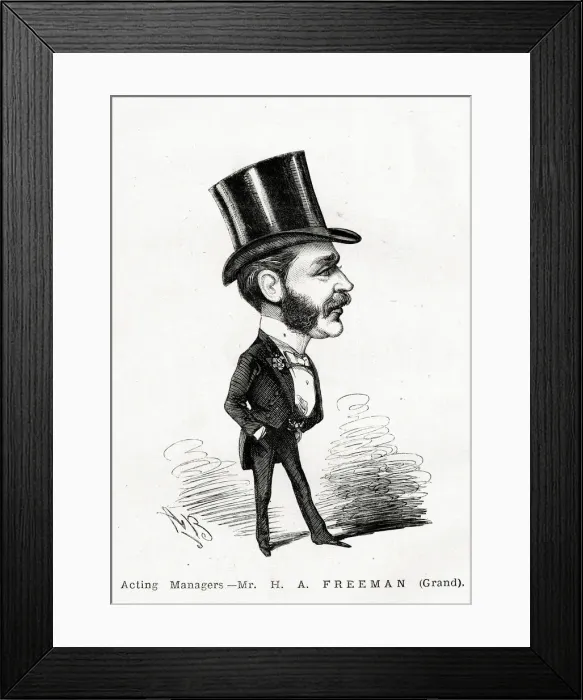 Framed Print : Cartoon portrait, Mr H A Freeman, Acting Manager Framed Print : Cartoon portrait, Mr H A Freeman, Acting Manager