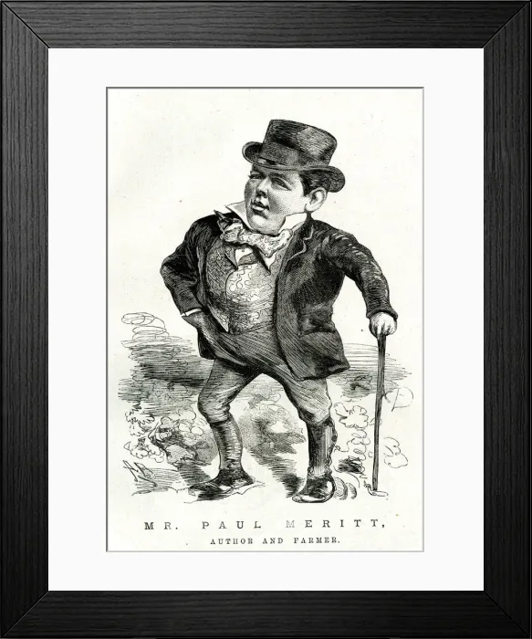 Framed Print : Cartoon portrait, Mr Paul Meritt, author and farmer Framed Print : Cartoon portrait, Mr Paul Meritt, author and farmer