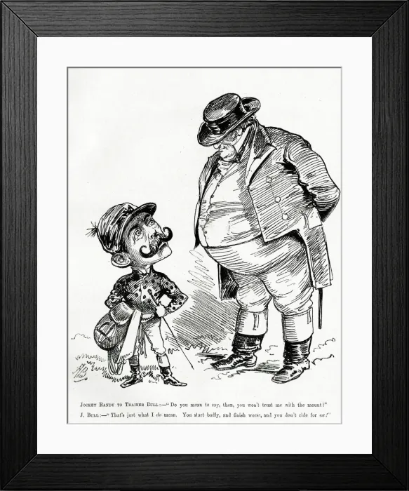 Framed Print : Cartoon, John Bull with Randolph Churchill as jockey Framed Print : Cartoon, John Bull with Randolph Churchill as jockey