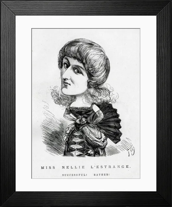 Framed Print : Cartoon, Miss Nellie L Estrange, singer Framed Print : Cartoon, Miss Nellie L Estrange, singer