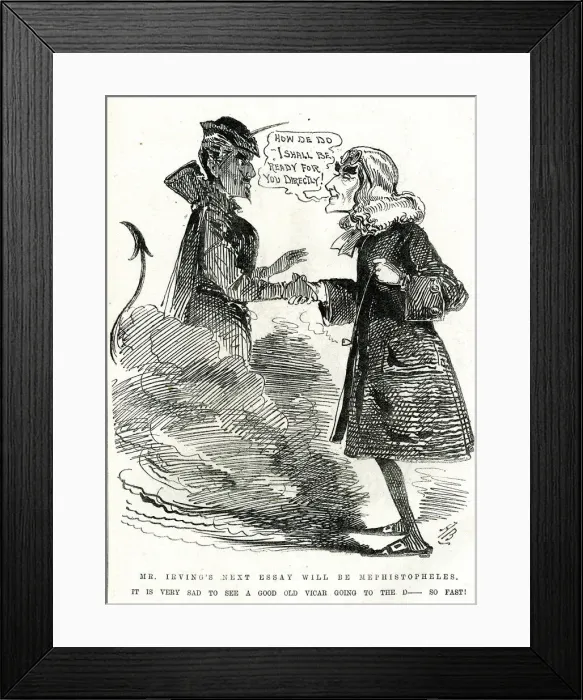 Framed Print : Cartoon, Henry Irving and Mephistopheles Framed Print : Cartoon, Henry Irving and Mephistopheles