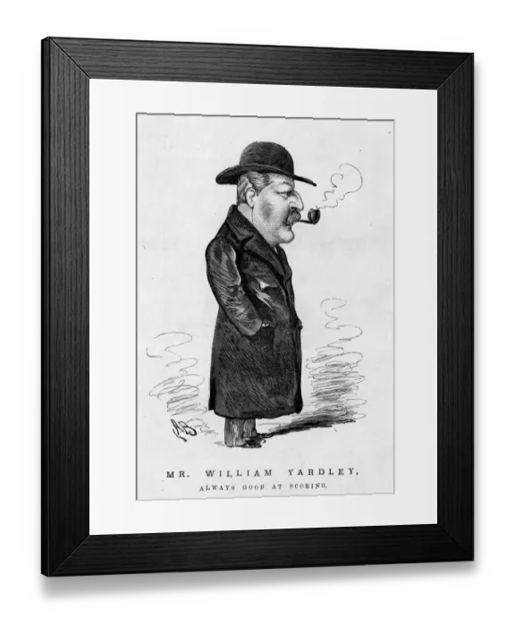 Framed Print : Cartoon, Mr William Yardley, English cricketer and writer Framed Print : Cartoon, Mr William Yardley, English cricketer and writer