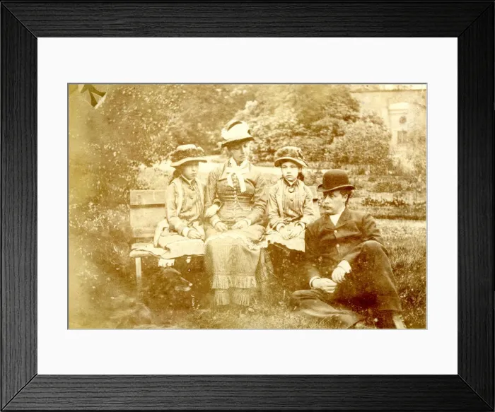 Framed Print : Unhappy Victorian family in a garden Framed Print : Unhappy Victorian family in a garden