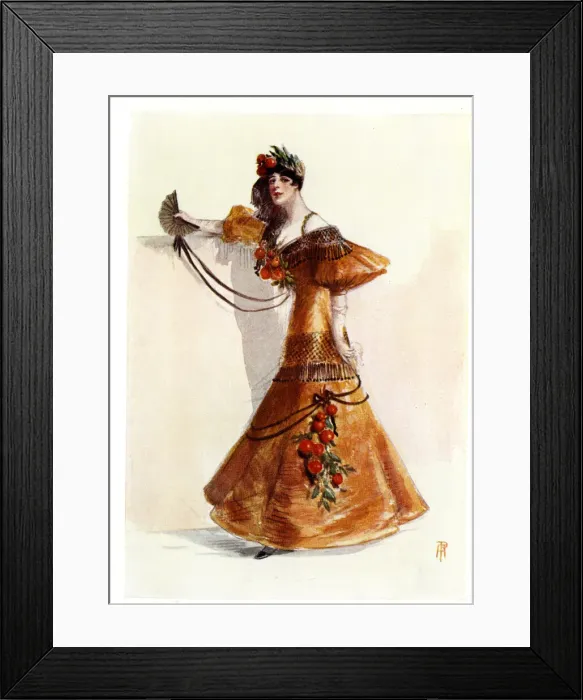 Framed Print : Spanish woman of Seville in orange dress Framed Print : Spanish woman of Seville in orange dress
