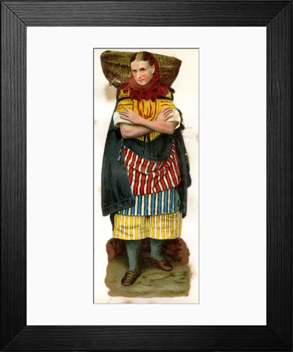 Framed Print : Victorian Scrap, Scottish Fishwife Framed Print : Victorian Scrap, Scottish Fishwife