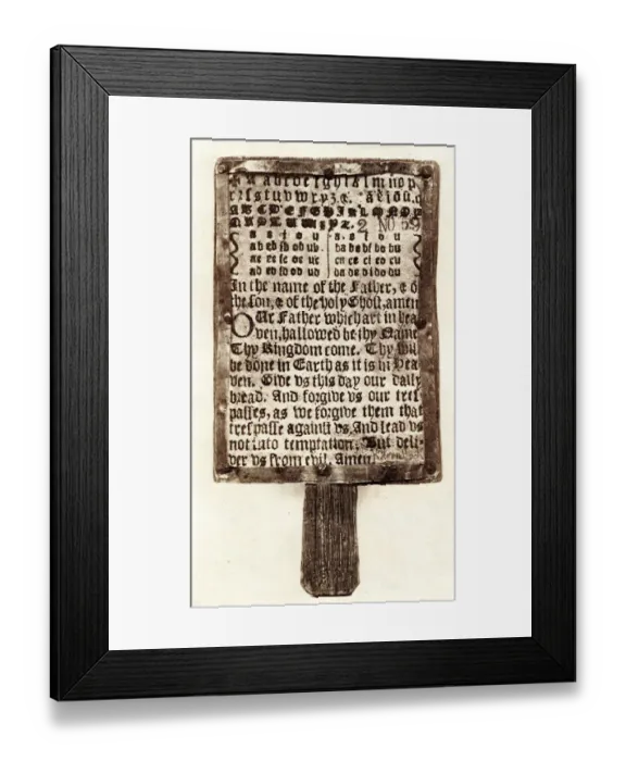 Framed Print : Seventeenth century Horn Book, teaching aid Framed Print : Seventeenth century Horn Book, teaching aid