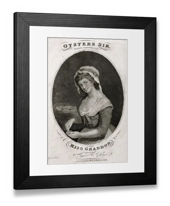 Framed Print : Music cover, Oysters Sir, sung by Miss Graddon Framed Print : Music cover, Oysters Sir, sung by Miss Graddon