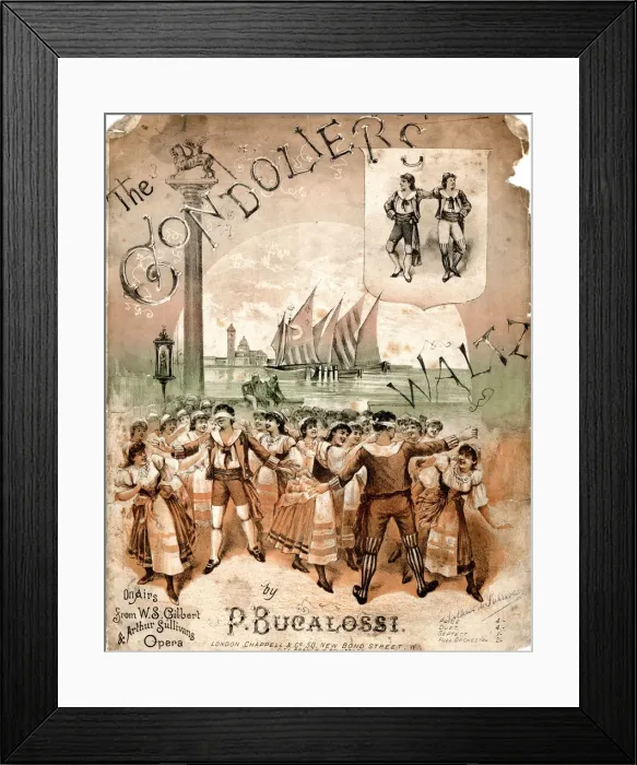 Framed Print : Music cover, The Gondoliers Waltz, P Bucalossi Framed Print : Music cover, The Gondoliers Waltz, P Bucalossi