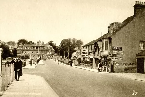 Shops, street and bridge, Oulton Broad, Suffolk