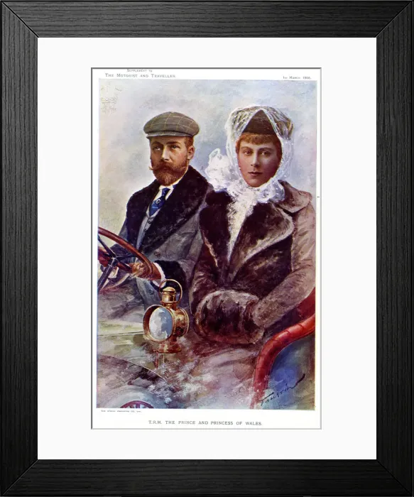 Framed Print : Prince and Princess of Wales in a motor car Framed Print : Prince and Princess of Wales in a motor car
