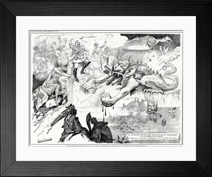 Framed Print : Cartoon, The Kaisers Monster, WW1 Framed Print : Cartoon, The Kaisers Monster, WW1