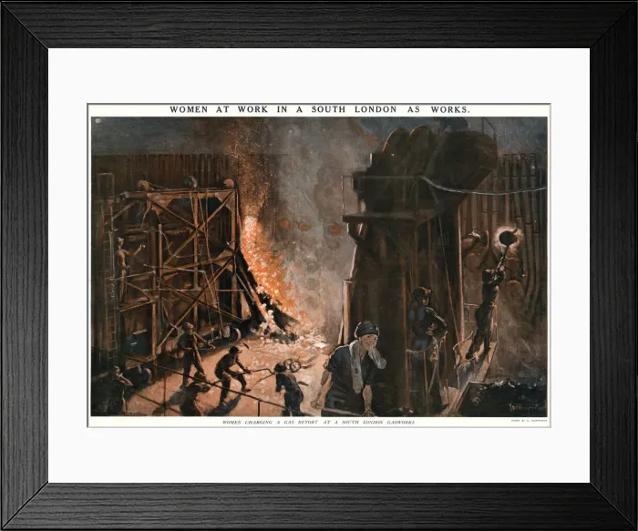 Framed Print : Women working at a South London gas works 1918 Framed Print : Women working at a South London gas works 1918