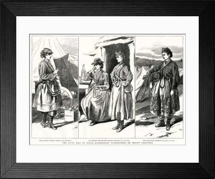 Framed Print : Female royalist Spanish troops 1875 Framed Print : Female royalist Spanish troops 1875