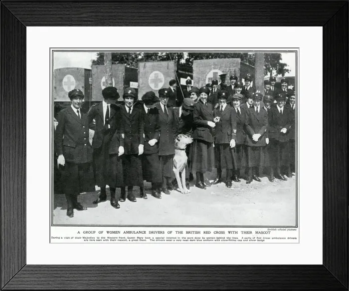 Framed Print : Line of female ambulance drivers 1918 Framed Print : Line of female ambulance drivers 1918