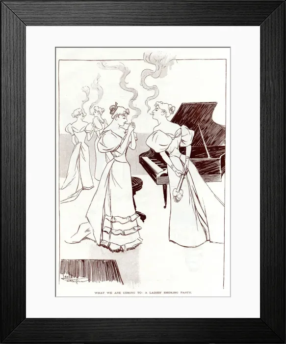 Framed Print : Hypothetical female smoking party, May 1894 Framed Print : Hypothetical female smoking party, May 1894