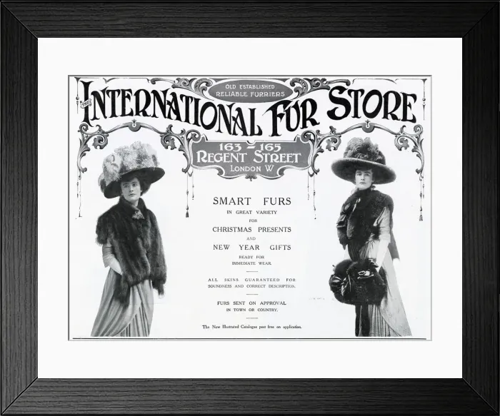 Framed Print : Advert for International Fur Store 1909 Framed Print : Advert for International Fur Store 1909