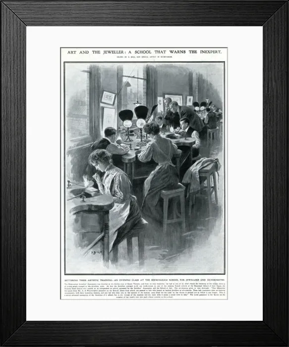 Framed Print : Mixed gender evening class at an arts school 1909 Framed Print : Mixed gender evening class at an arts school 1909