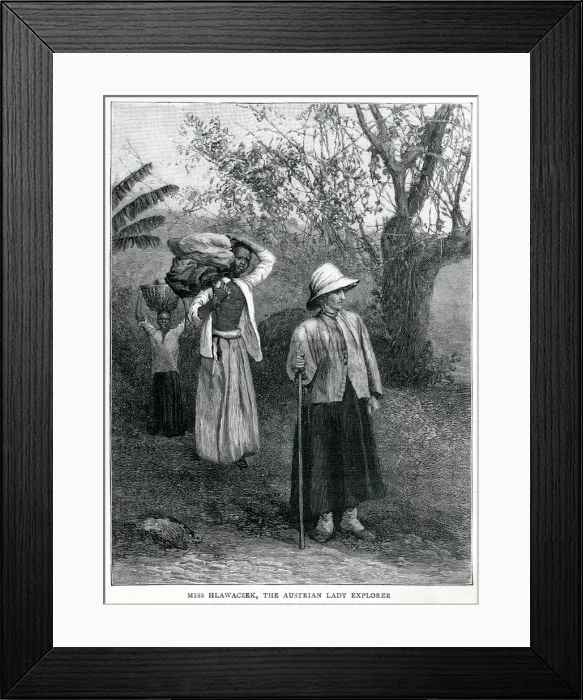 Framed Print : Female explorer Miss Hlawaczek on expedition, January 1894 Framed Print : Female explorer Miss Hlawaczek on expedition, January 1894