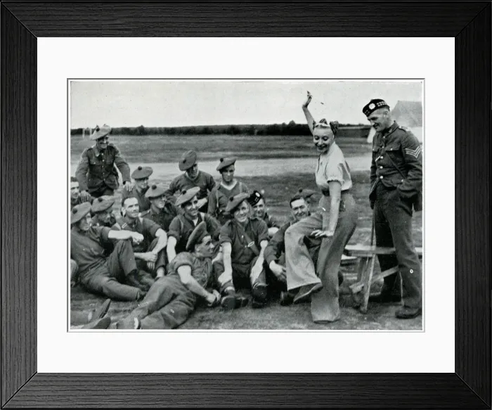 Framed Print : Frances Day entetaining troops, September 1939 Framed Print : Frances Day entetaining troops, September 1939