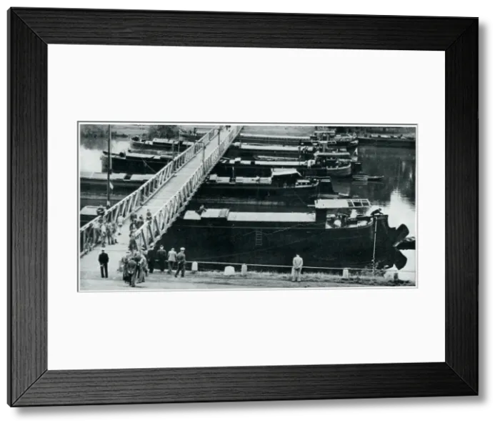 Framed Print : Temporary emergency bridge in Belgium, Sept 1939 Framed Print : Temporary emergency bridge in Belgium, Sept 1939