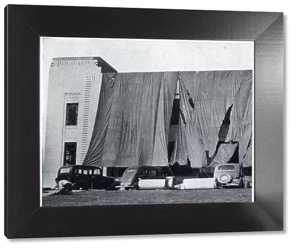 Huge blinds used to camouflage a factory, Sept 1939