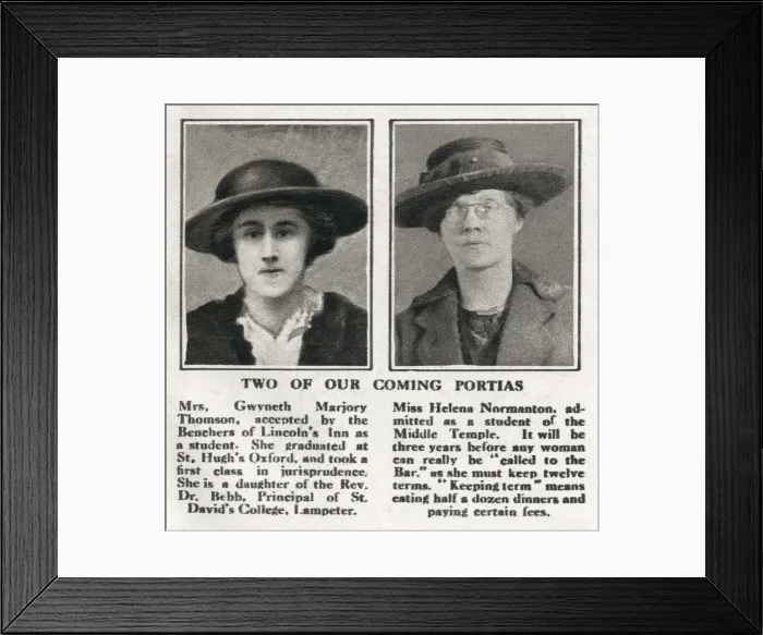 Framed Print : Gwyneth Thomson and Helena Normanton Framed Print : Gwyneth Thomson and Helena Normanton