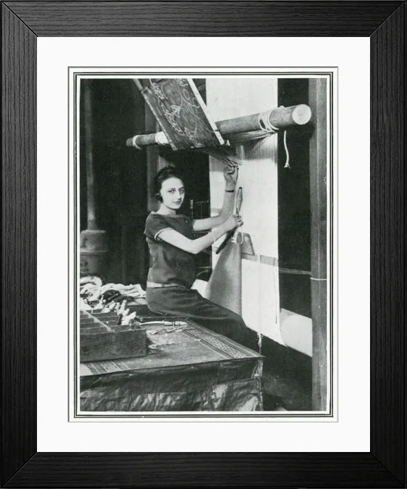 Framed Print : Mlle. Loger, first girl to enter world-famous Gobelin works