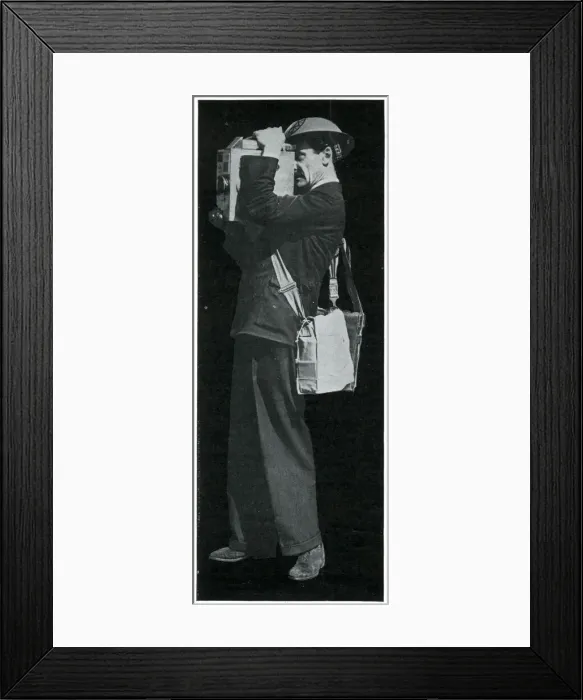 Framed Print : London photographer equipped for wartime, September 1939 Framed Print : London photographer equipped for wartime, September 1939
