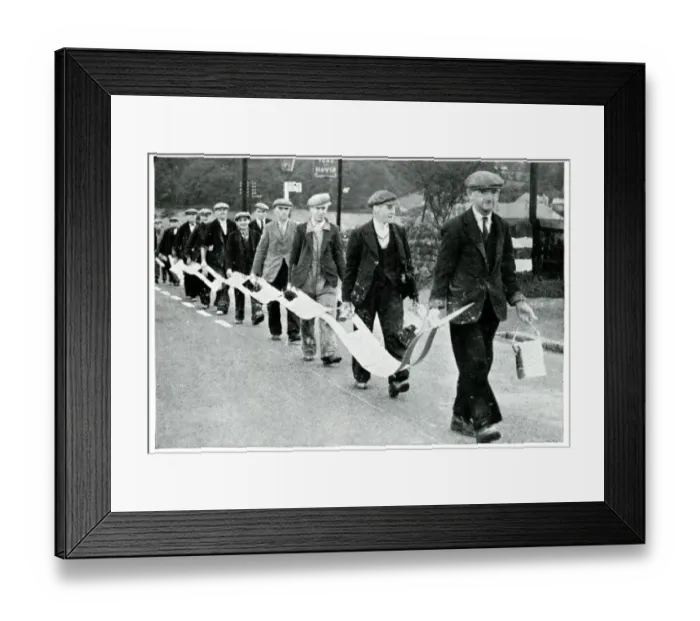 Framed Print : Road painters carrying broken white line stencil, Sept 1939 Framed Print : Road painters carrying broken white line stencil, Sept 1939
