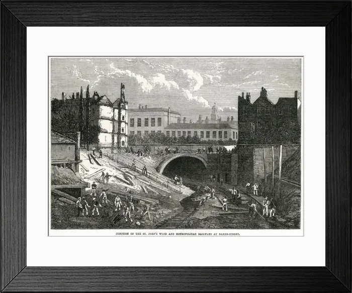 Framed Print : Railway construction, Baker Street, London 1868 Framed Print : Railway construction, Baker Street, London 1868