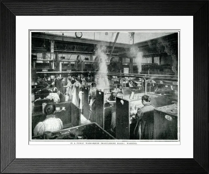 Framed Print : Public laundries, St. Marylebone, London 1900 Framed Print : Public laundries, St. Marylebone, London 1900