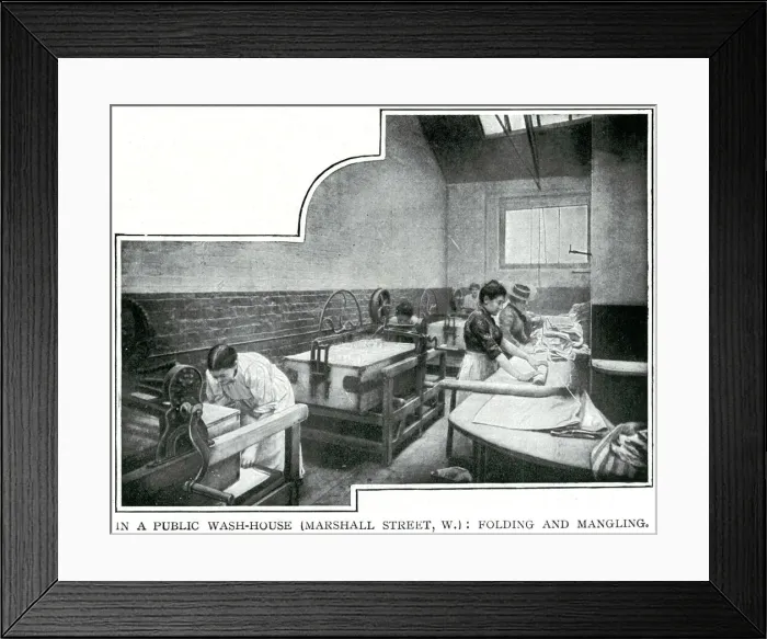 Framed Print : Public laundries, Marshall Street, London 1900 Framed Print : Public laundries, Marshall Street, London 1900