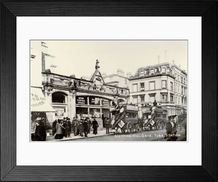 Framed Print : Notting Hill Gate Underground Station, street view Framed Print : Notting Hill Gate Underground Station, street view