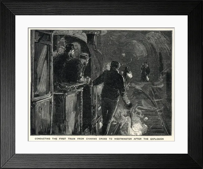 Framed Print : Train from Charing Cross to Westminster after explosion Framed Print : Train from Charing Cross to Westminster after explosion