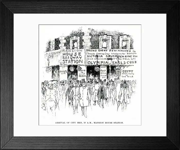 Framed Print : Scene outside Mansion House underground station, London Framed Print : Scene outside Mansion House underground station, London