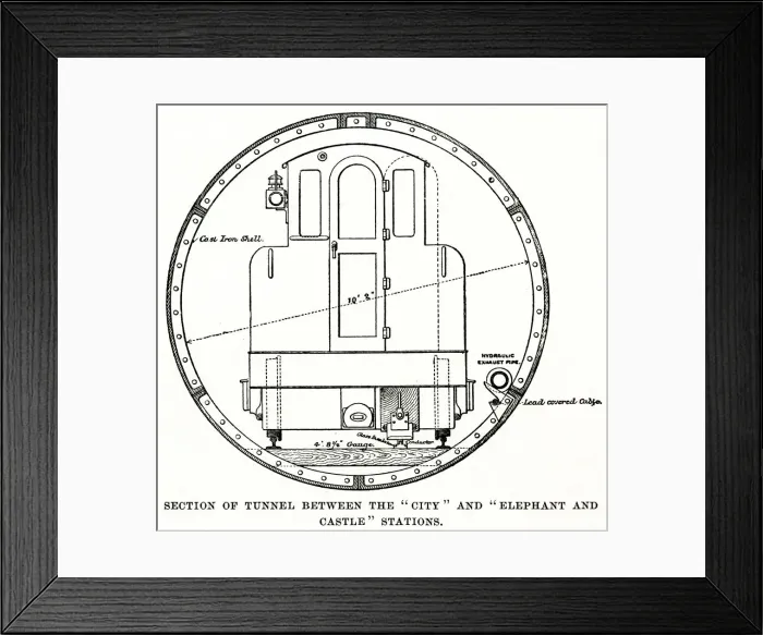 Framed Print : Section of underground railway tunnel, City Line, London Framed Print : Section of underground railway tunnel, City Line, London