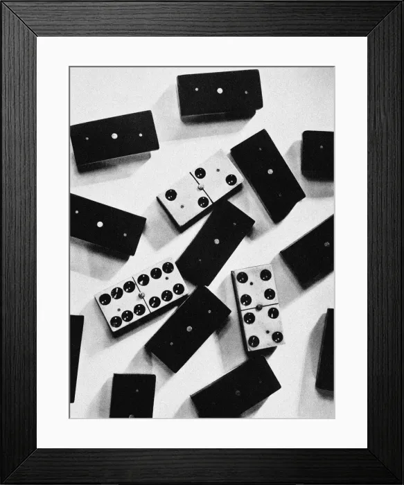 Framed Print : Dominoes. A still life of dominoes. Date: 1931 Framed Print : Dominoes. A still life of dominoes. Date: 1931