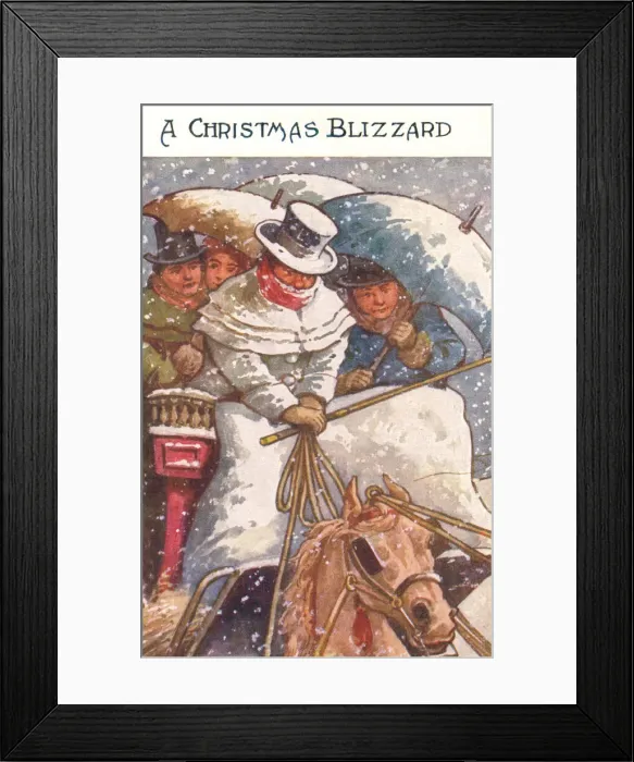 Framed Print : Blizzard. A group driving through the teeth of a blizzard on a stage coach Framed Print : Blizzard. A group driving through the teeth of a blizzard on a stage coach