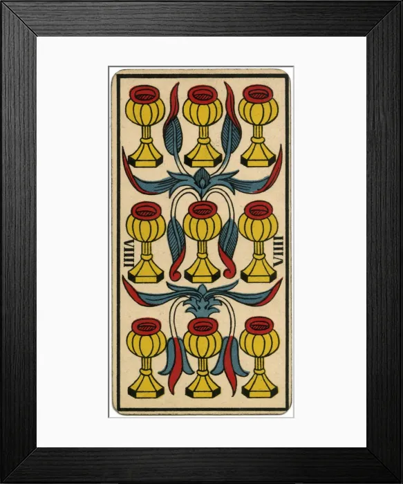 Framed Print : Tarot Card - Coupe (Cup) VIIII (IX) Framed Print : Tarot Card - Coupe (Cup) VIIII (IX)