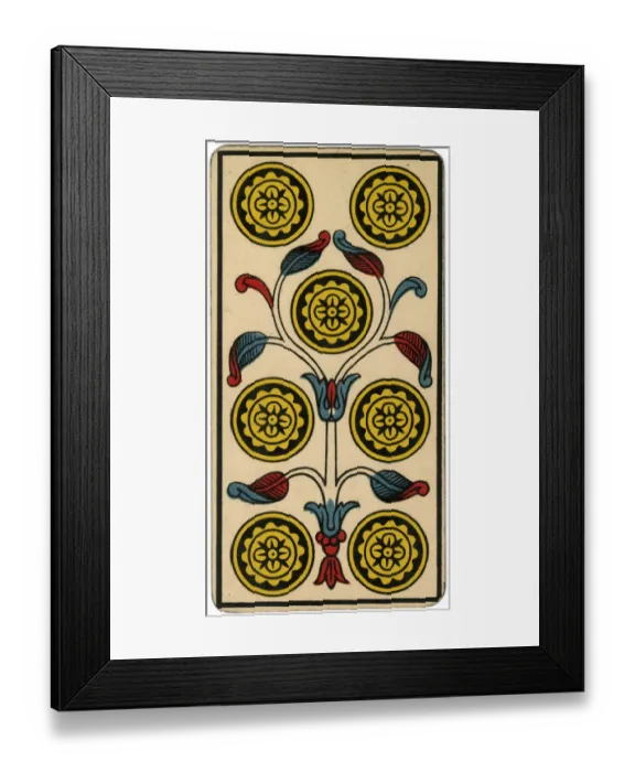 Framed Print : Tarot Card - Deniers (Coins) VII Framed Print : Tarot Card - Deniers (Coins) VII