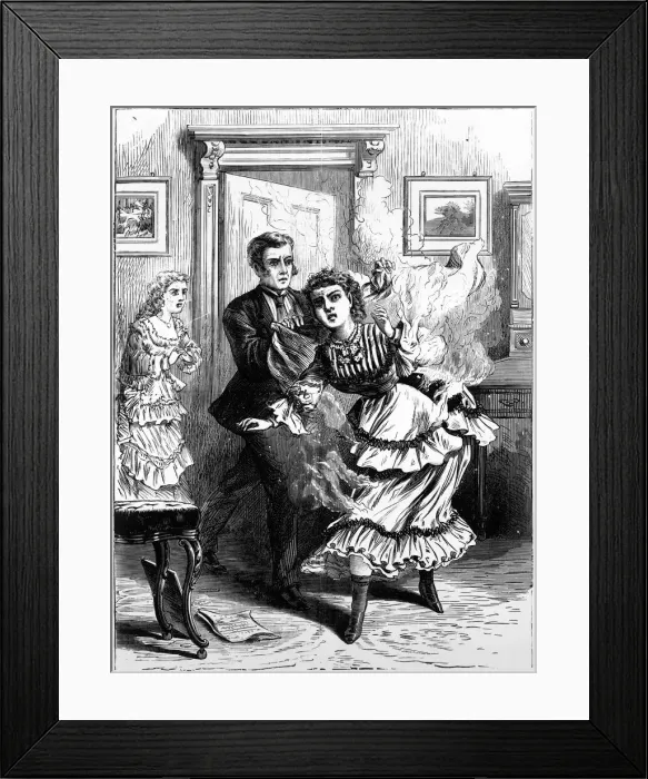 Framed Print : Lady badly burned in an accident with a paraffin lamp Framed Print : Lady badly burned in an accident with a paraffin lamp