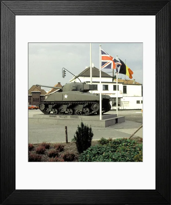 Framed Print : Sherman tank Memorial, Hechtel, Belgium Framed Print : Sherman tank Memorial, Hechtel, Belgium