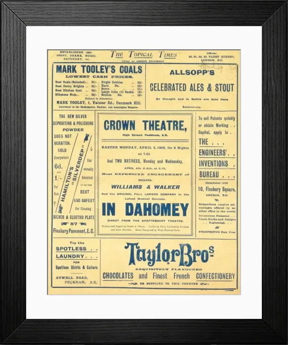 Framed Print : In Dahomey at the Crown Theatre in Peckham Framed Print : In Dahomey at the Crown Theatre in Peckham