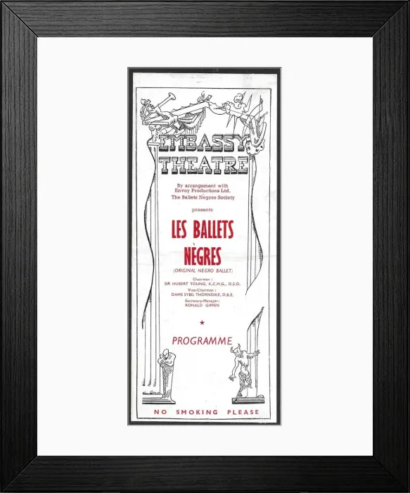 Framed Print : Ballets Negres (flyer for Embassy Theatre) Framed Print : Ballets Negres (flyer for Embassy Theatre)