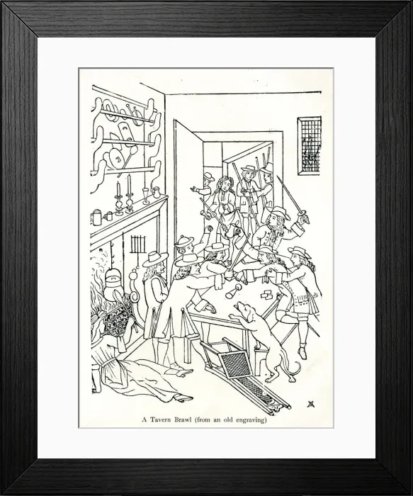 Framed Print : A Tavern Brawl, London Framed Print : A Tavern Brawl, London