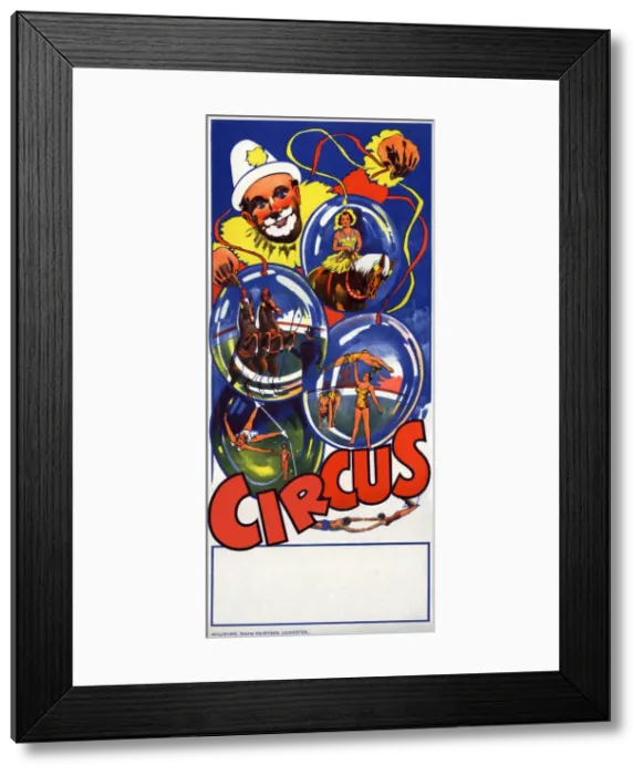 Framed Print : Circus poster with clown and acrobats Framed Print : Circus poster with clown and acrobats